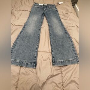 7 For All Mankind Blue Flare Wide Leg Jeans
